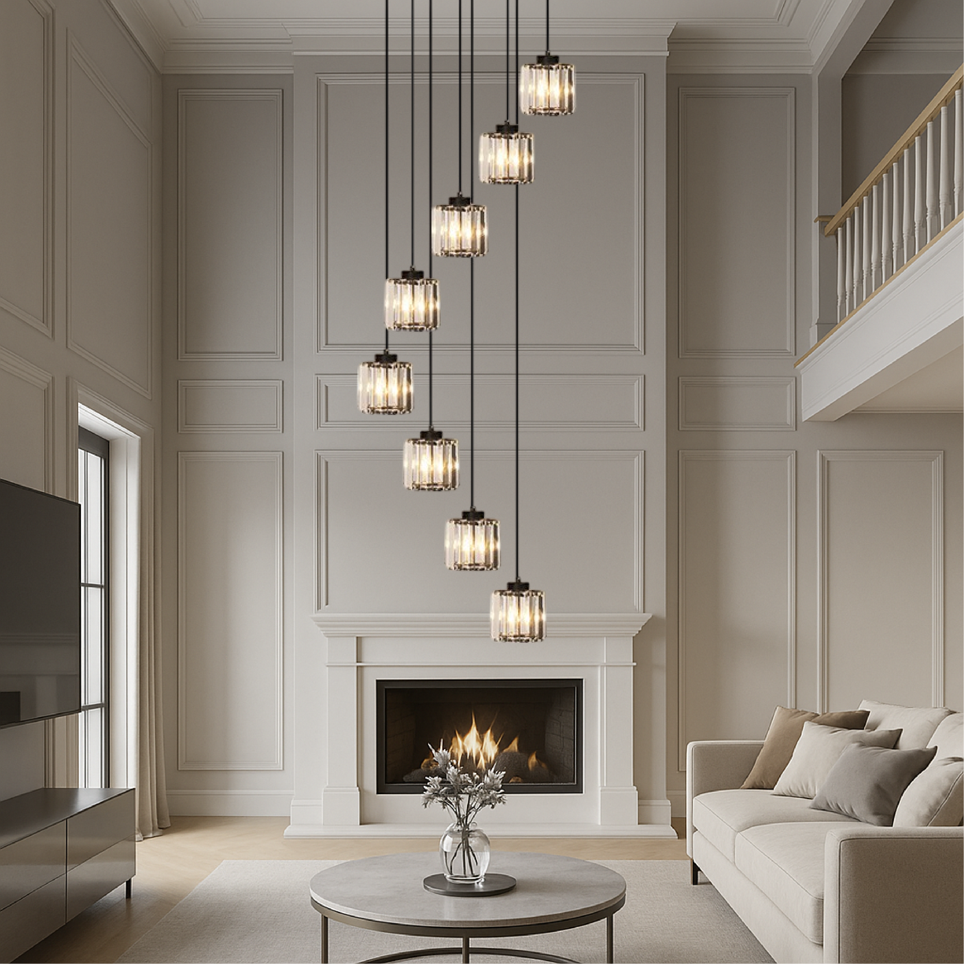 Staircase Chandelier Pendant Light for Modern Hallways