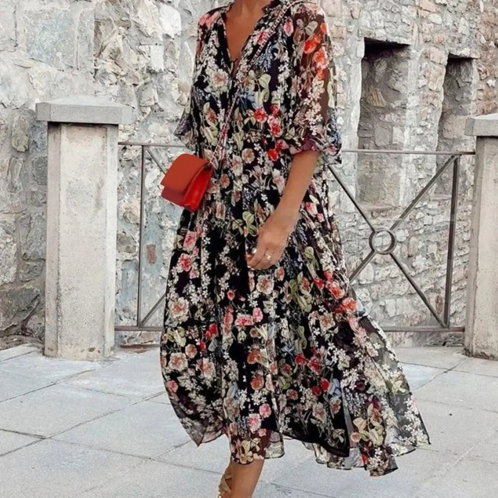 Floral Long Sleeve Dress with Elegant Design and Comfortable Fit