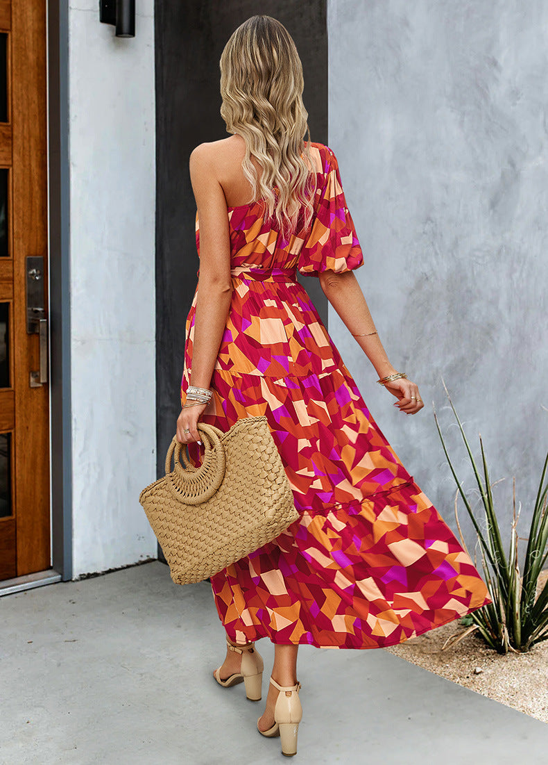 One-Shoulder Bow Detail Maxi Dress