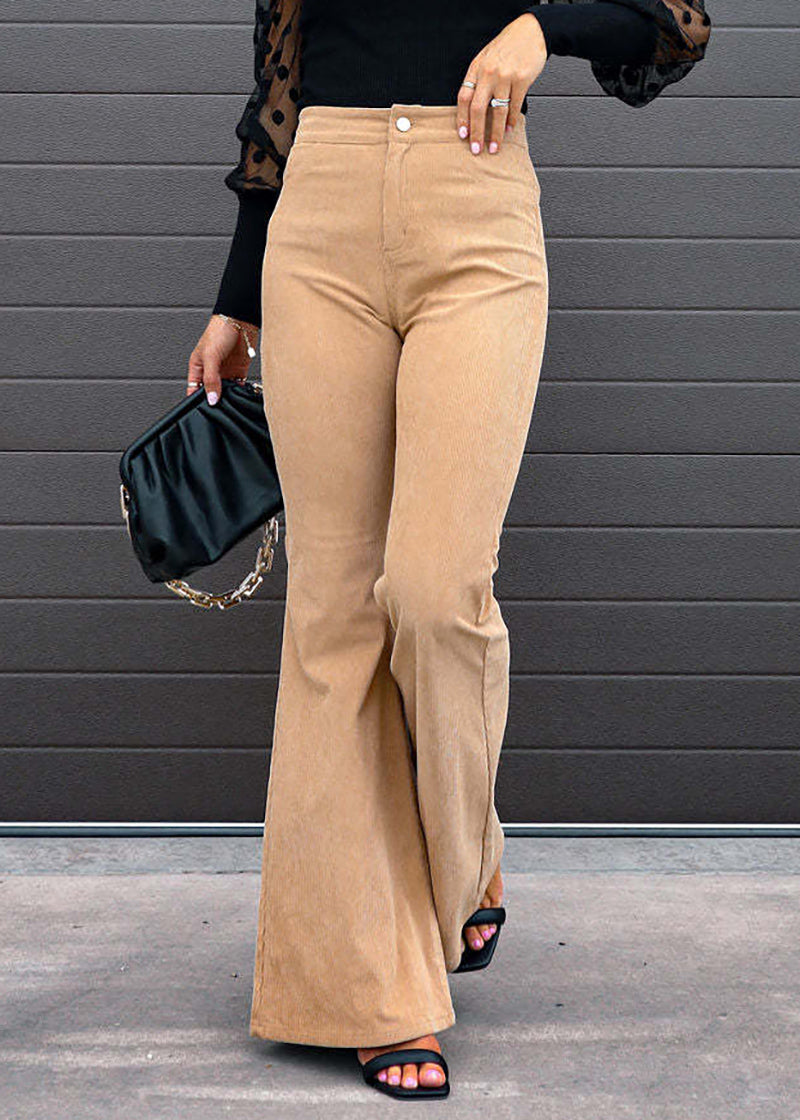 Ribbed Flared Trousers with Stylish Bottom Design