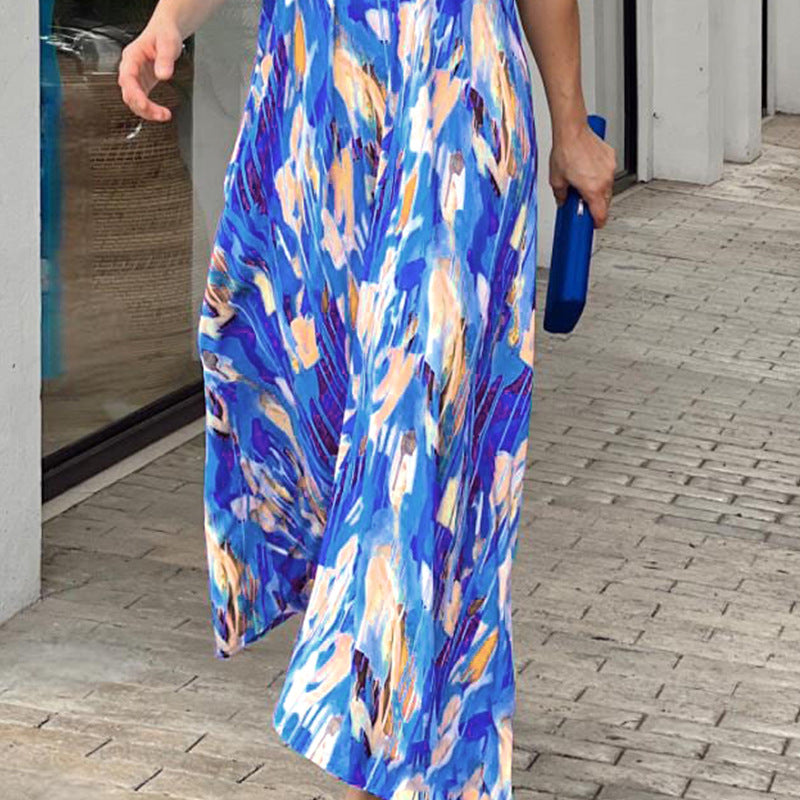 Flowy Printed Maxi Dress with Relaxed Fit