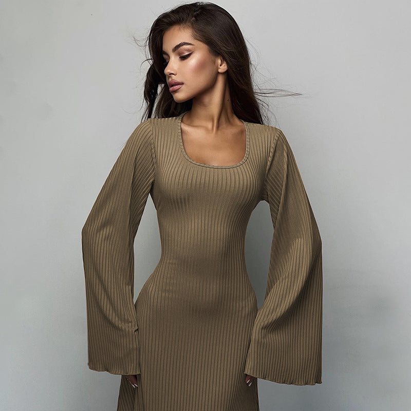 Women's Long Sleeve Bell Dress - Elegant & Comfortable Design