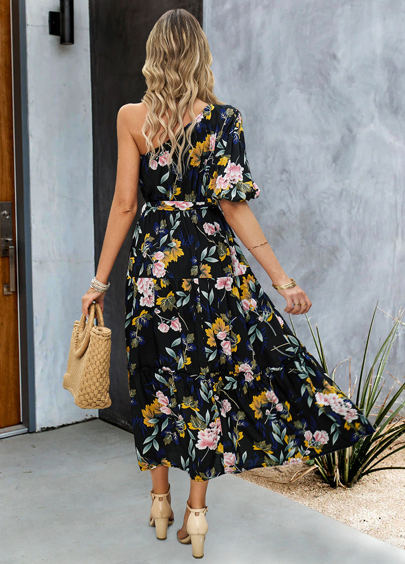 One-Shoulder Bow Detail Maxi Dress
