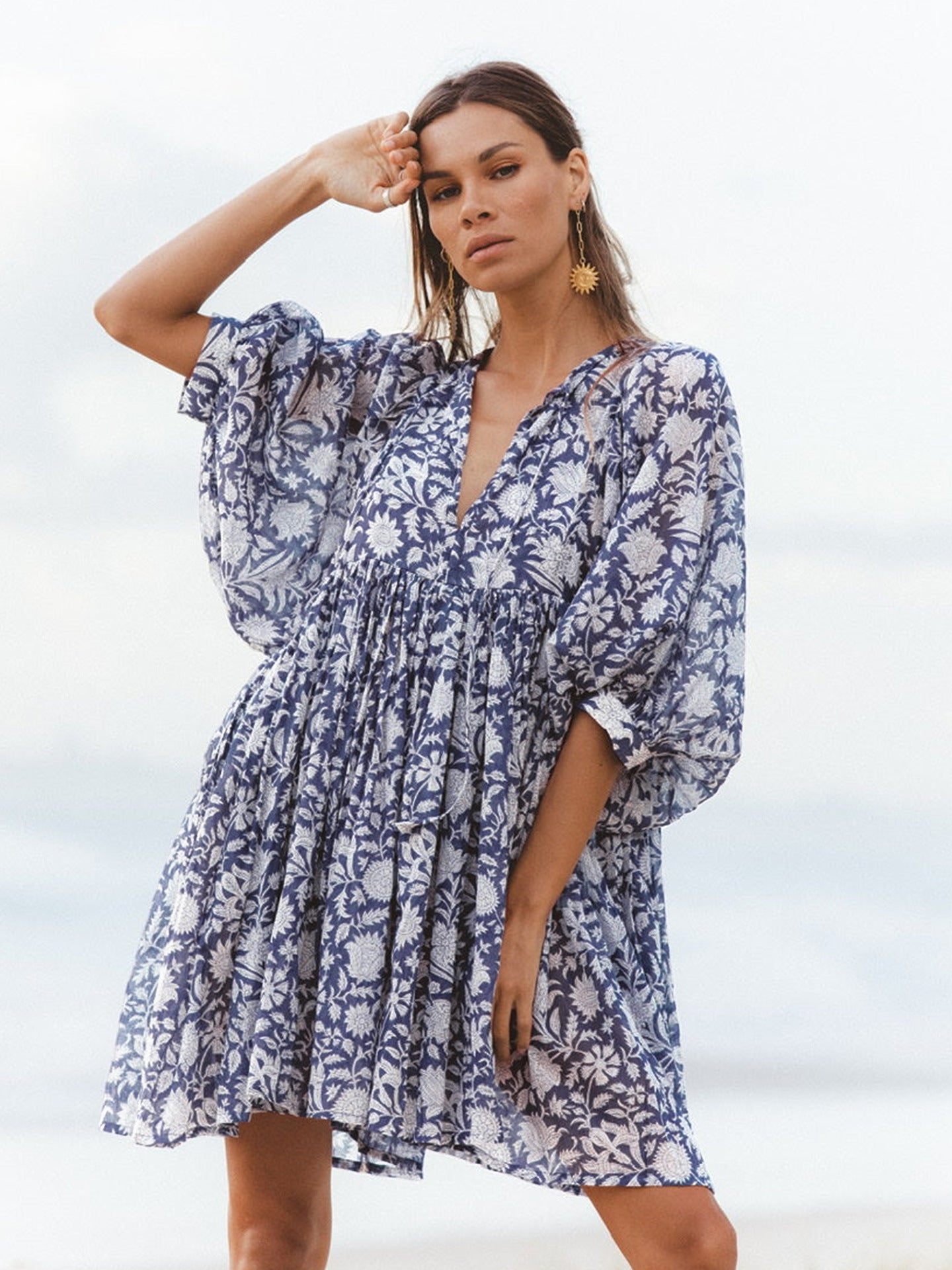 Floral Short Dress with Puff Sleeves for Effortless Style