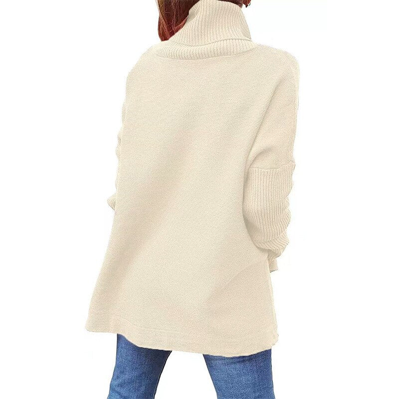 Oversized High Neck Sweater in Soft Knit Fabric
