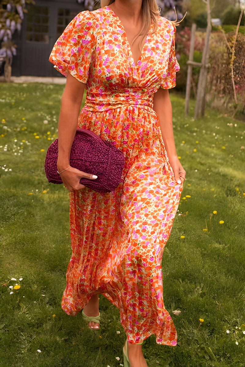 Anja V-Neck Maxi Dress with Flattering Silhouette