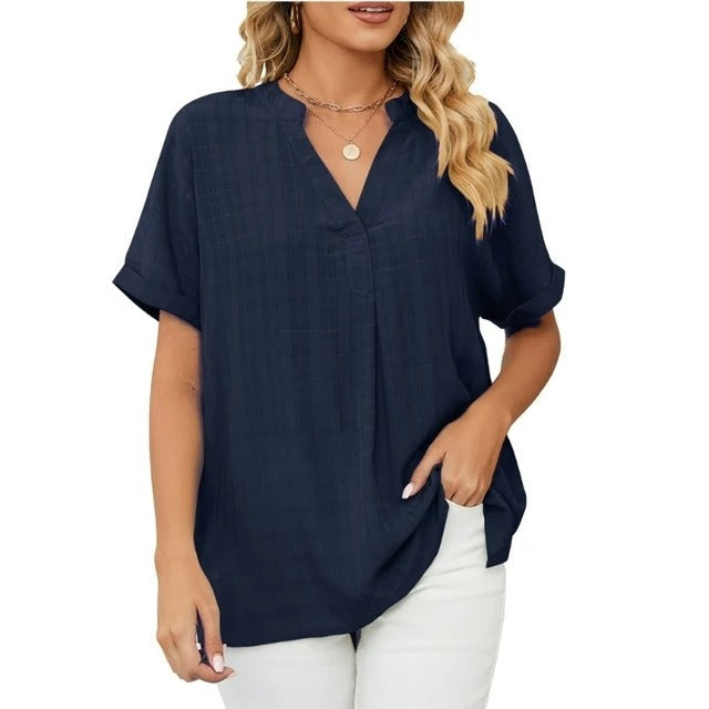 V-Neck Ruby Fresh Blouse for Effortless Style and Comfort