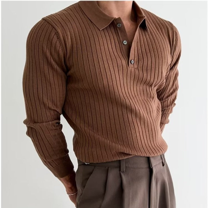 Men's Slim Fit Long Sleeve Polo Shirt