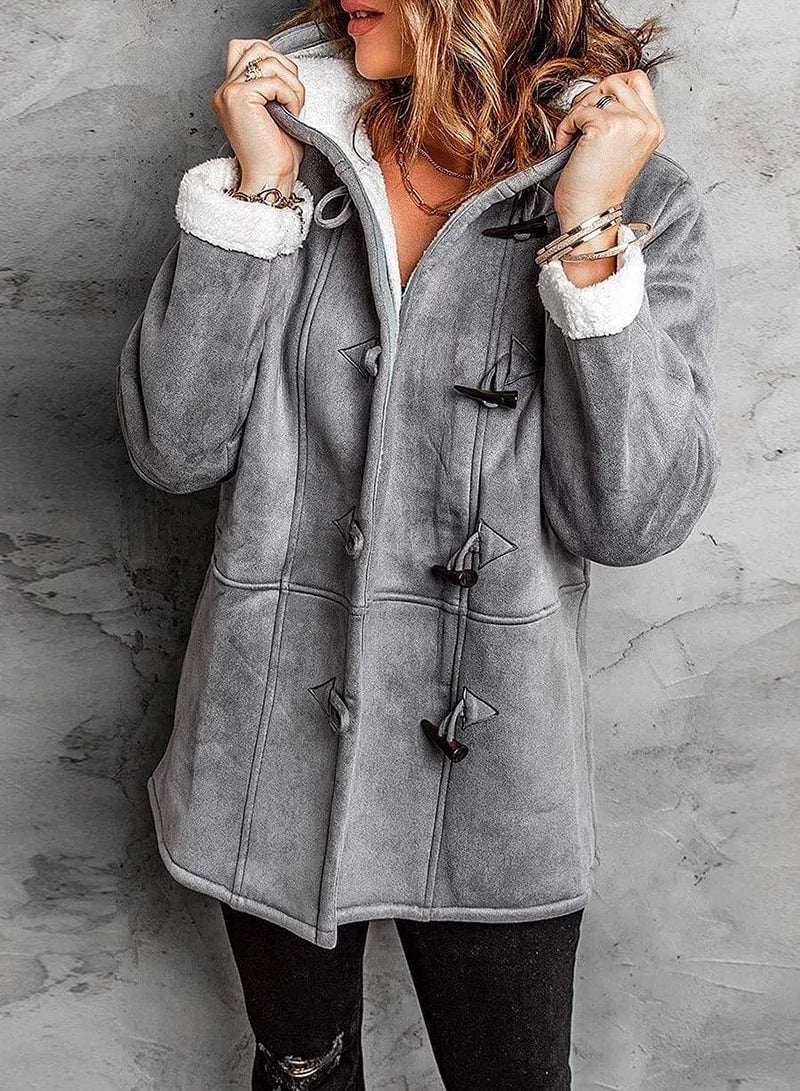 Hooded Coat in Soft Cashmere Feel Fabric