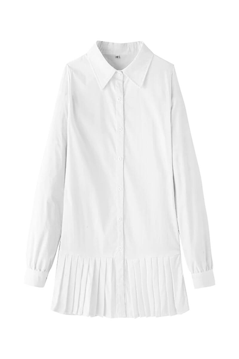Pleated Short Sleeve Shirt Dress for Effortless Style