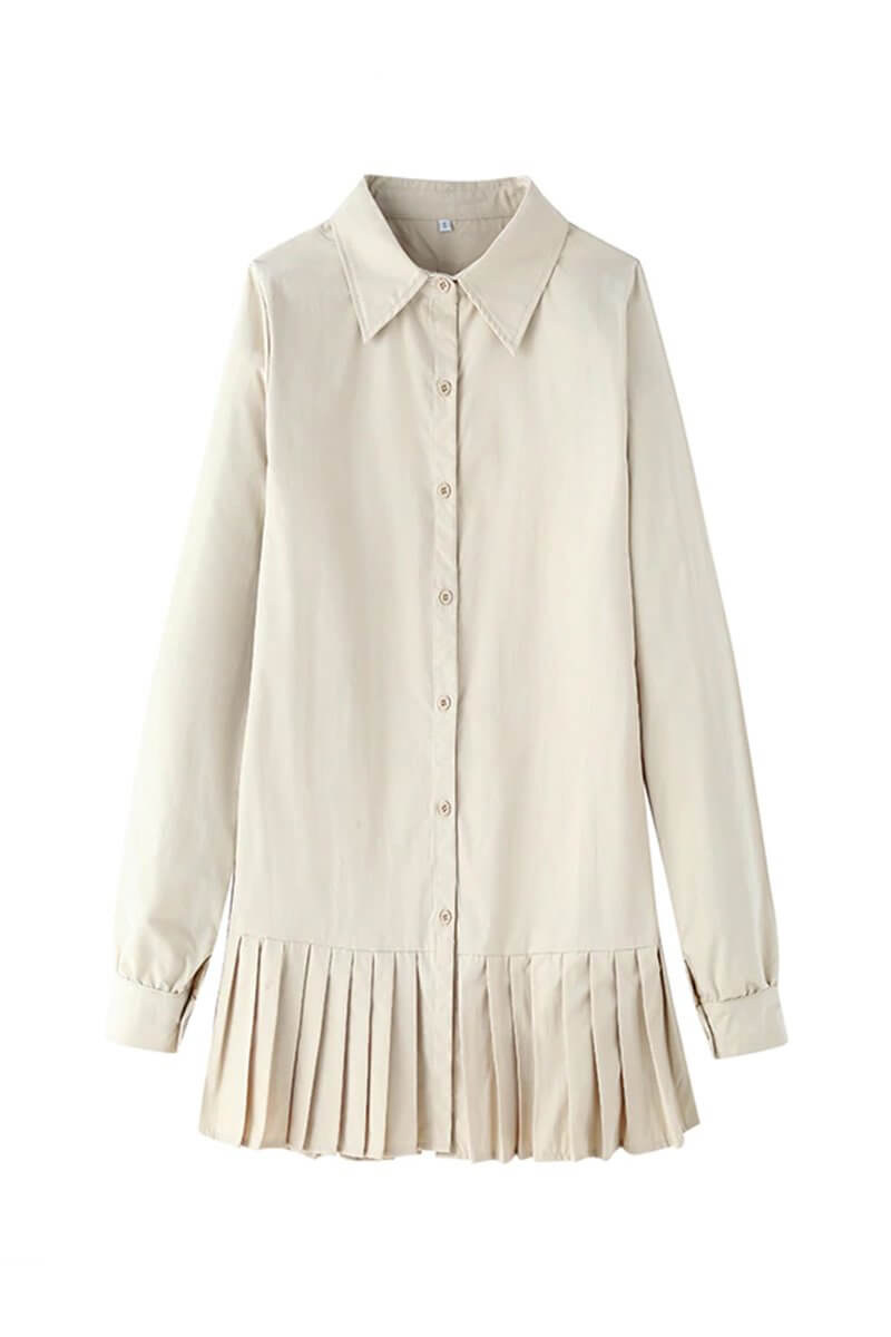 Pleated Short Sleeve Shirt Dress for Effortless Style