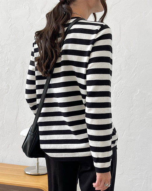 Women's Striped Long Sleeve Top for Everyday Wear