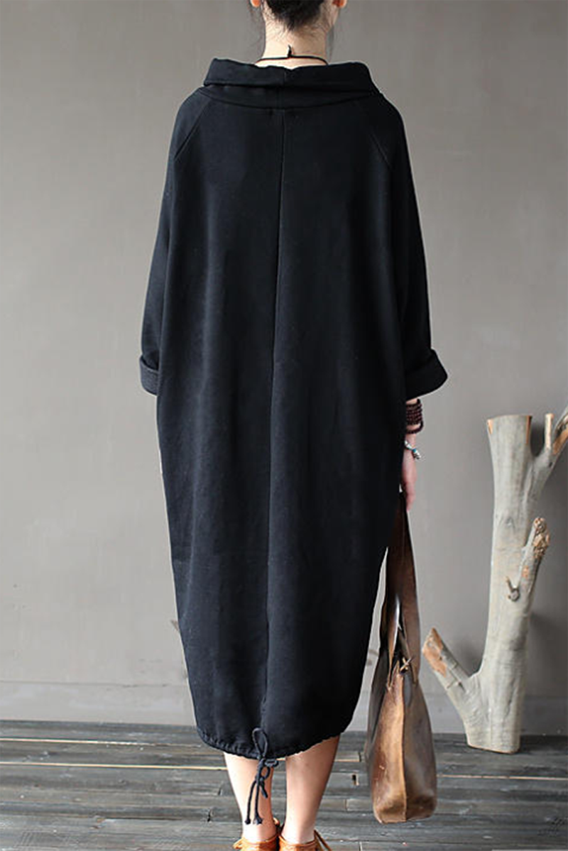 Cozy Knit Long Sweater Dress with Pockets and Adjustable Belt