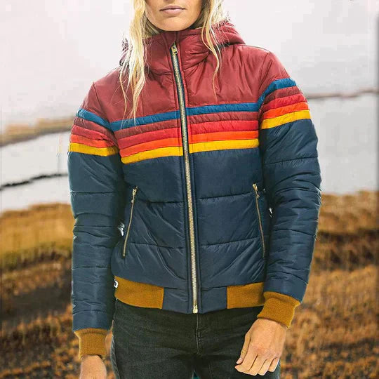 Retro Striped Padded Jacket for Women