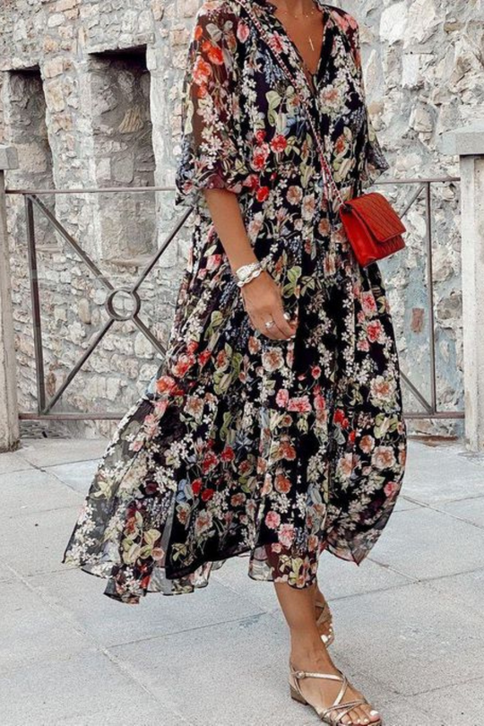 Floral Long Sleeve Dress with Elegant Design and Comfortable Fit