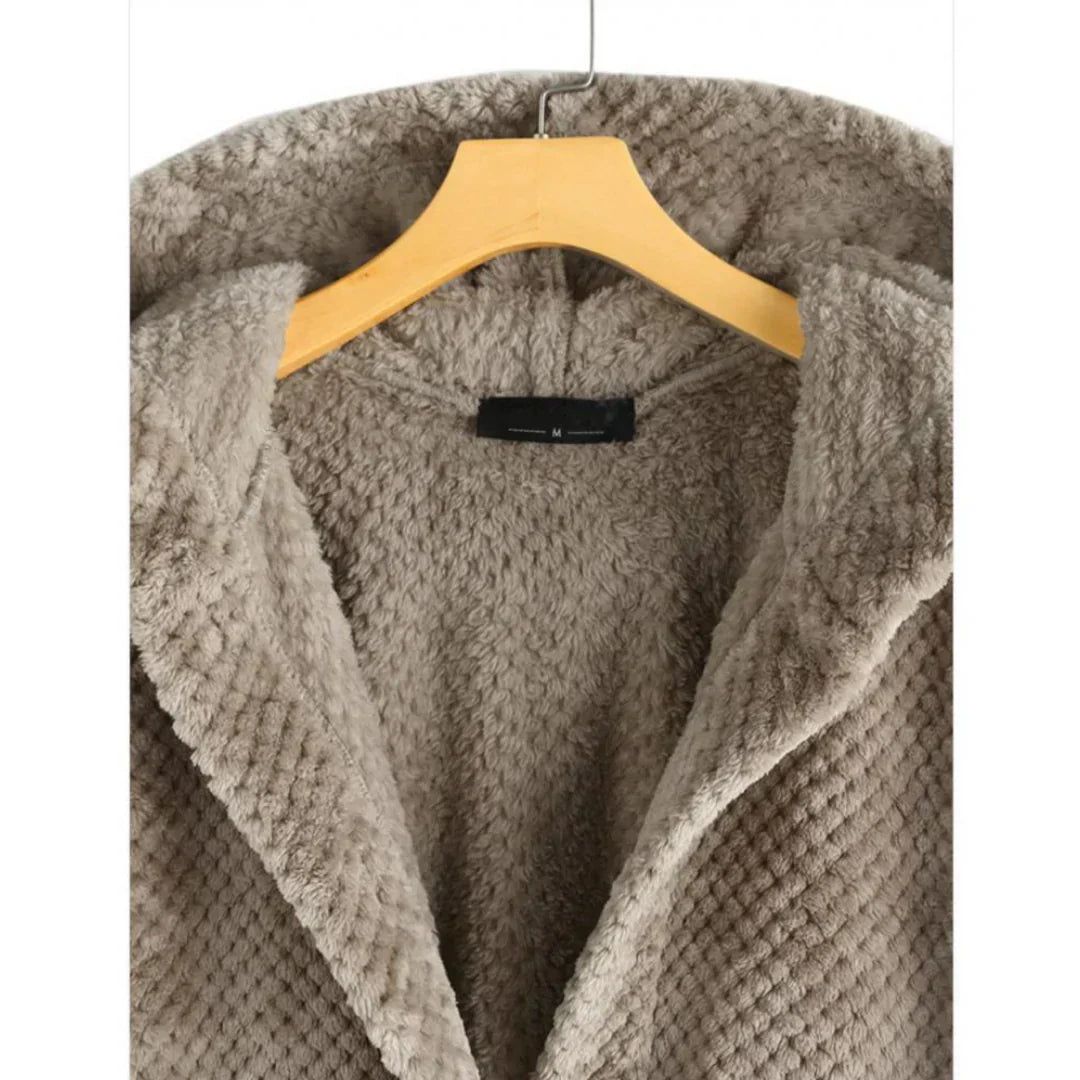 Chic Ribbed Coat with Elegant Hood