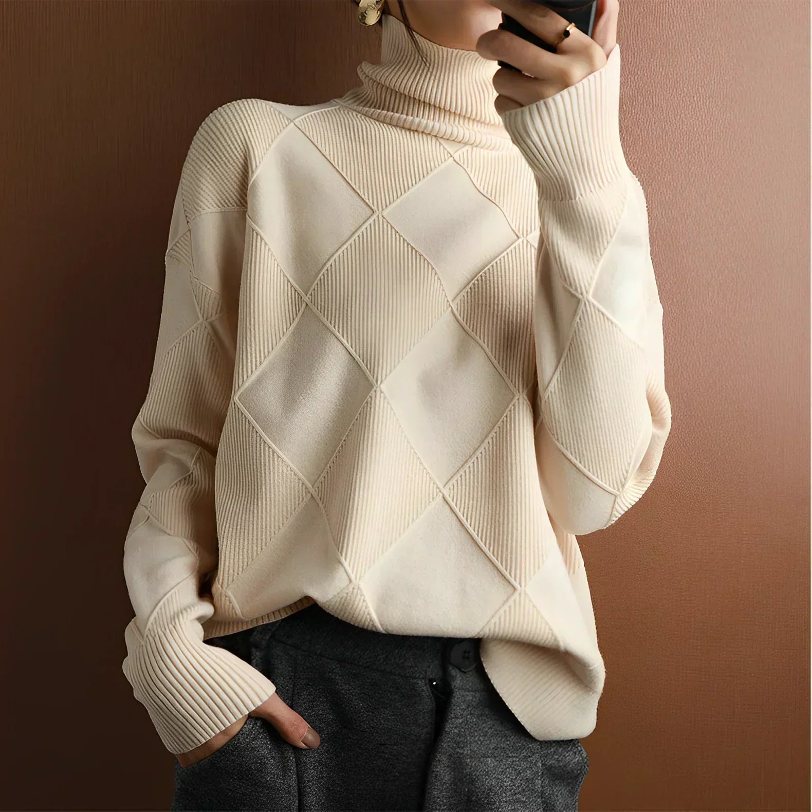 Structured High Neck Sweater for Comfortable Layering