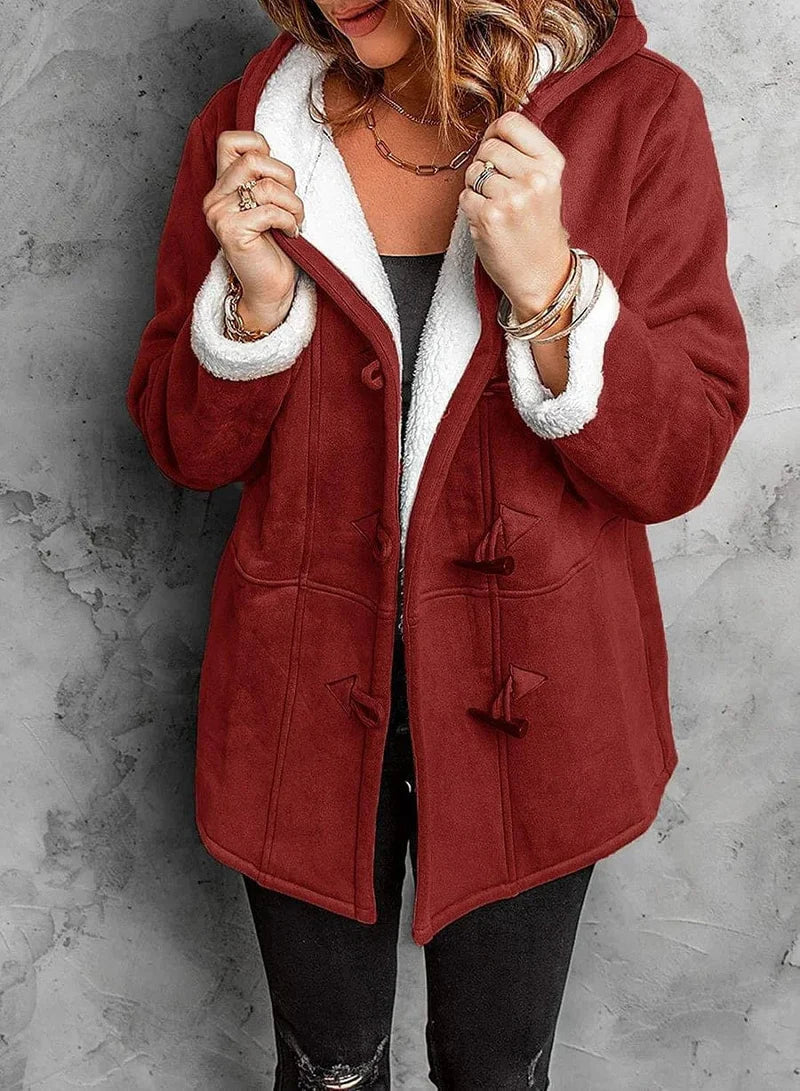 Hooded Coat in Soft Cashmere Feel Fabric