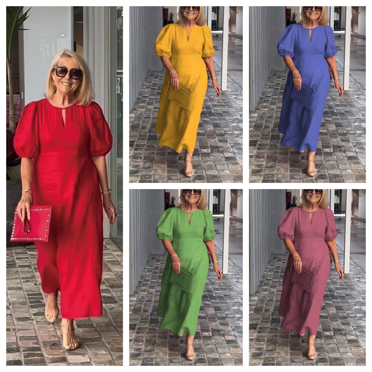 Puff Sleeve Valentina Midi Dress for Effortless Elegance