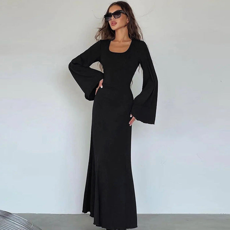 Women's Long Sleeve Bell Dress - Elegant & Comfortable Design