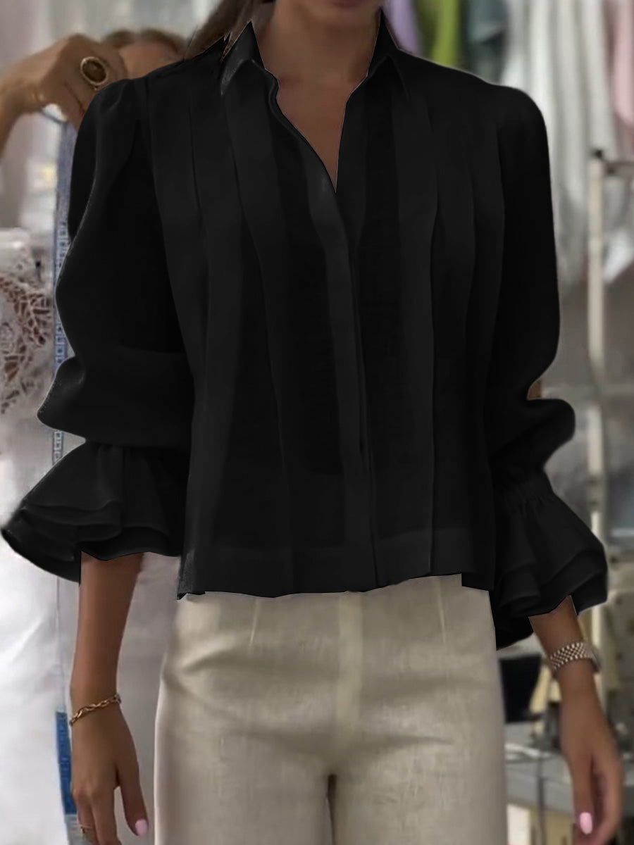Lapel Collar Long Sleeve Cardigan for Women