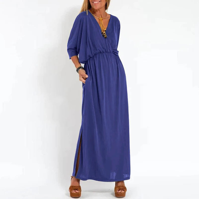 Vintage Long Dress with High Waist Side Slit