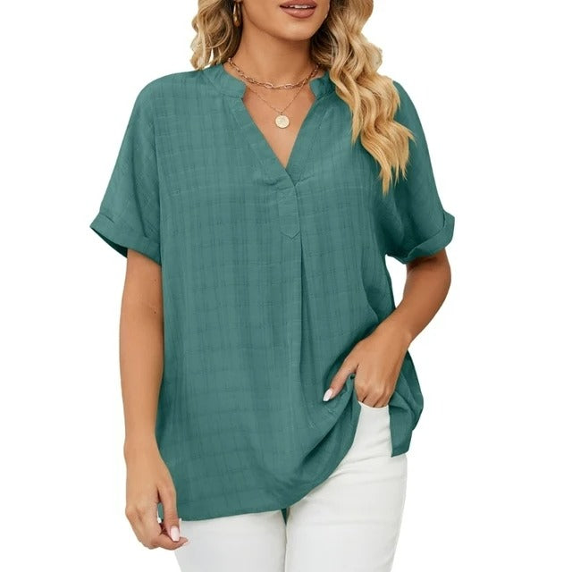 V-Neck Ruby Fresh Blouse for Effortless Style and Comfort
