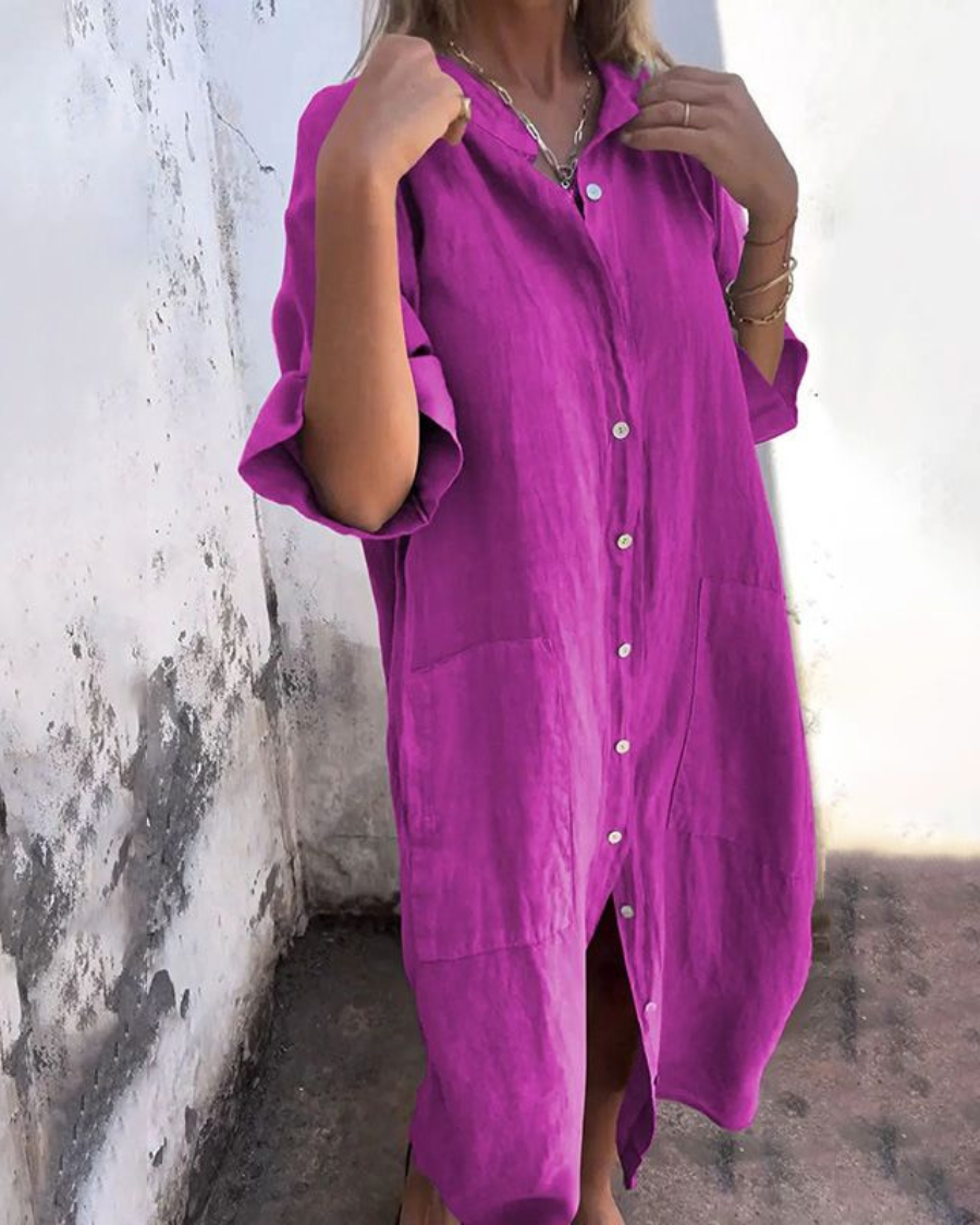 Ibiza Style Casual Shirt Dress for Women