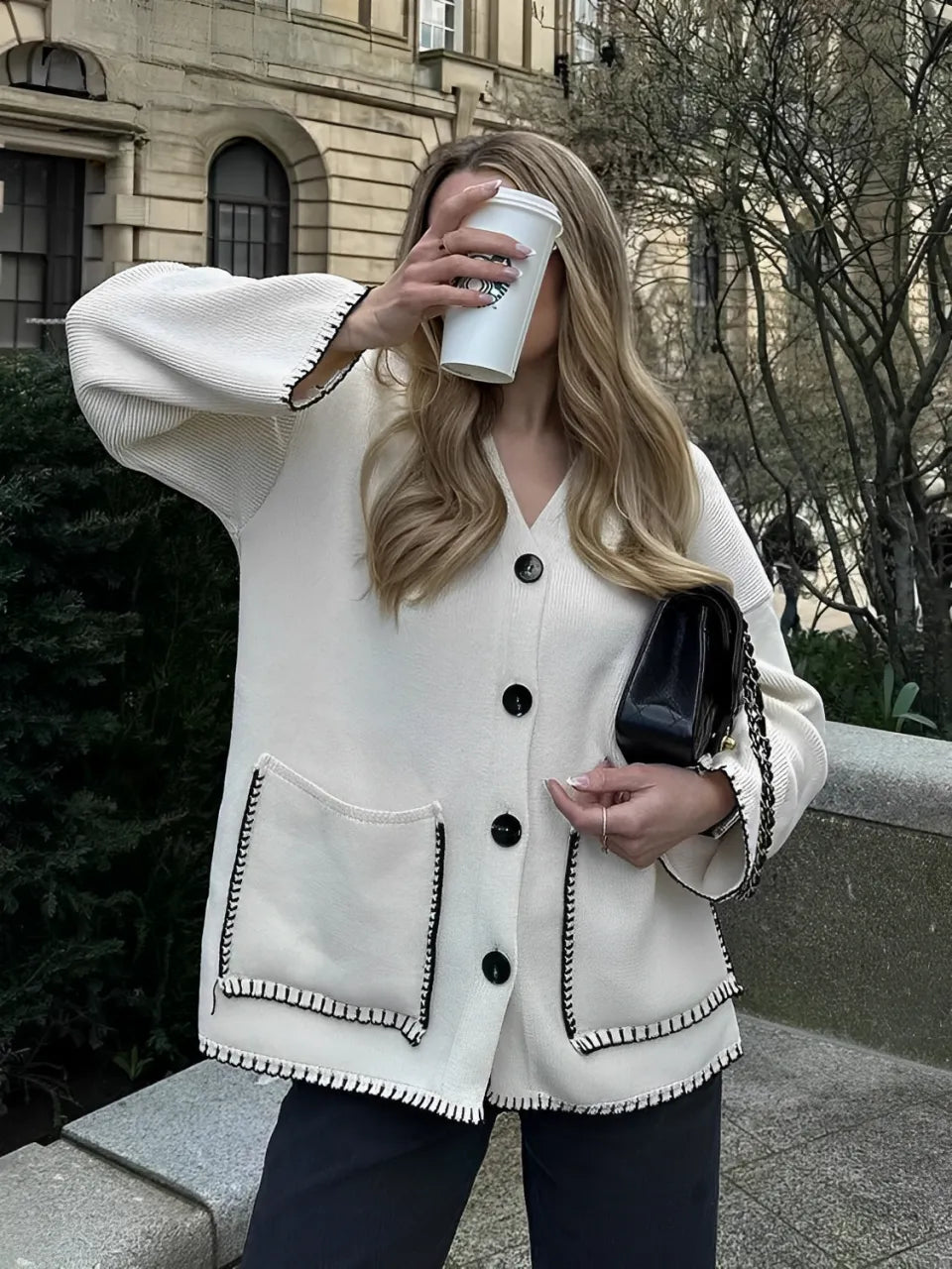Cozy Knit Cardigan with Pockets and Button Closure