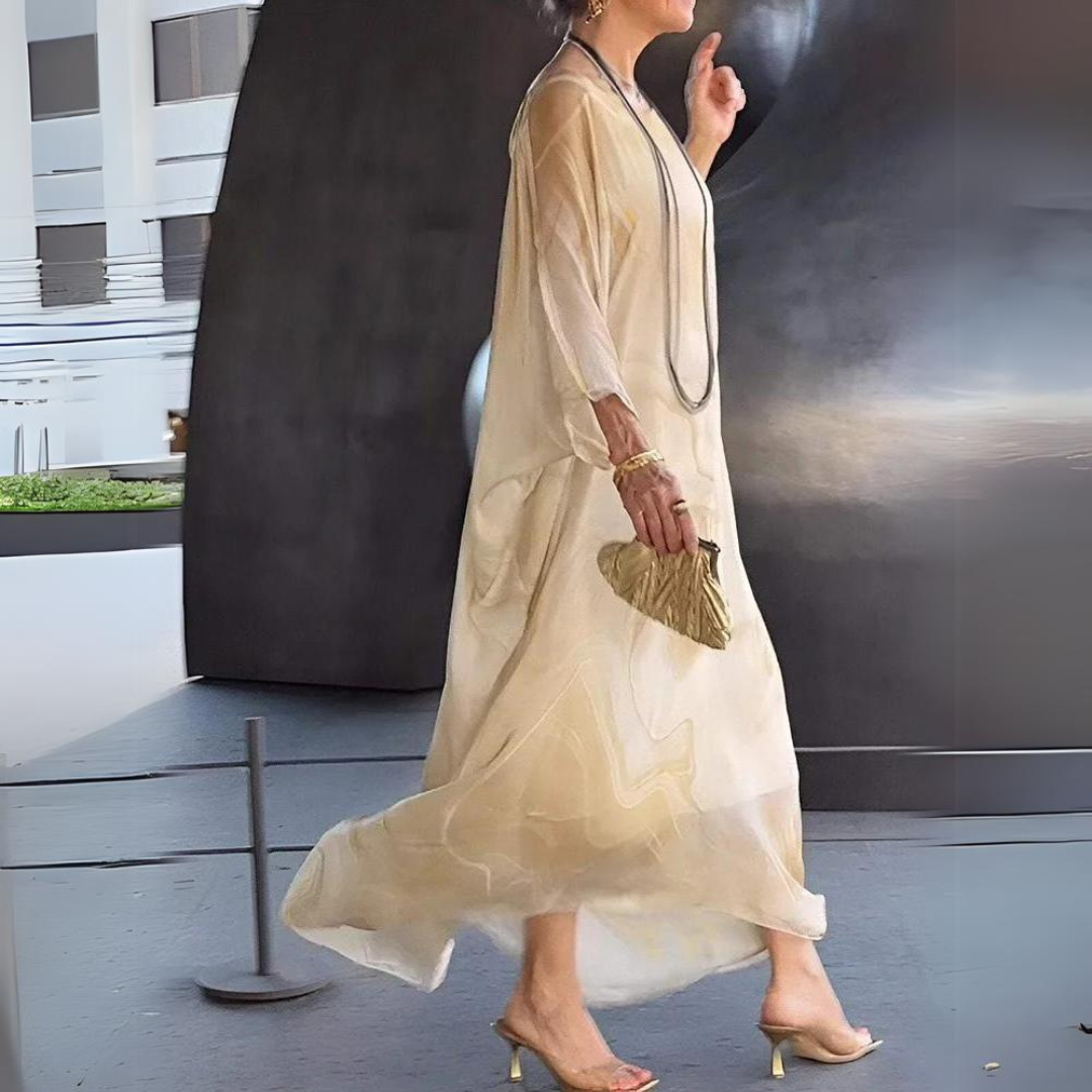 Elegant Silk Chiffon Dress with Flowy Design and Soft Feel