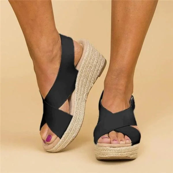 Stylish Anabela Sandal with Comfortable Straps and Elegant Design