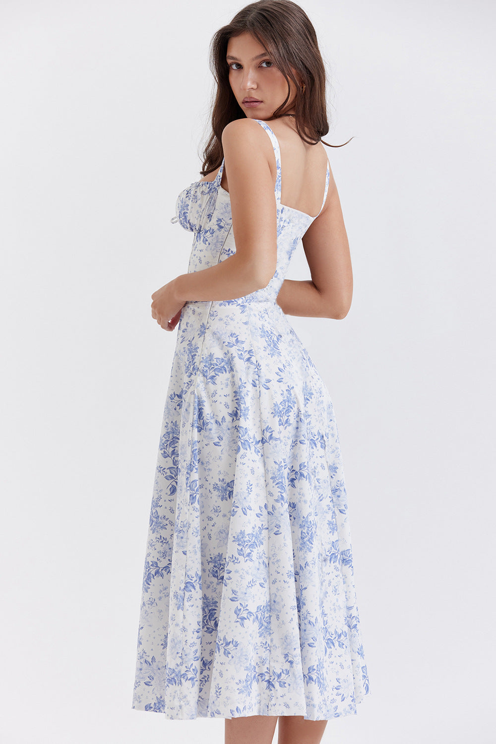 Vintage Floral Fitted Waist Dress for Women