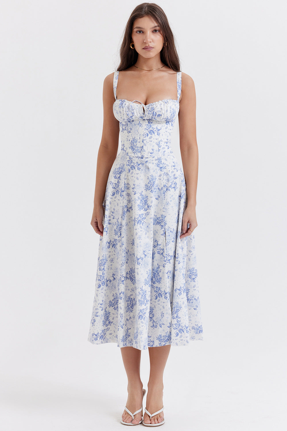 Vintage Floral Fitted Waist Dress for Women