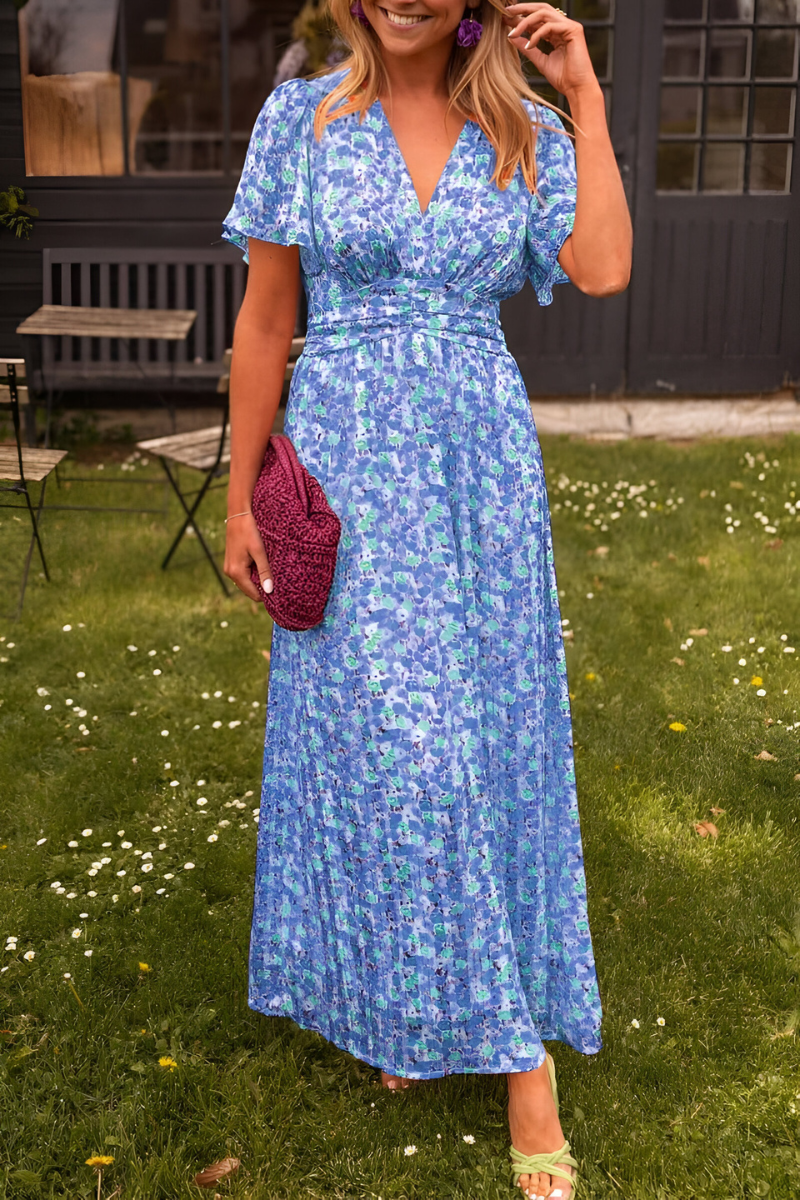 Anja V-Neck Maxi Dress with Flattering Silhouette