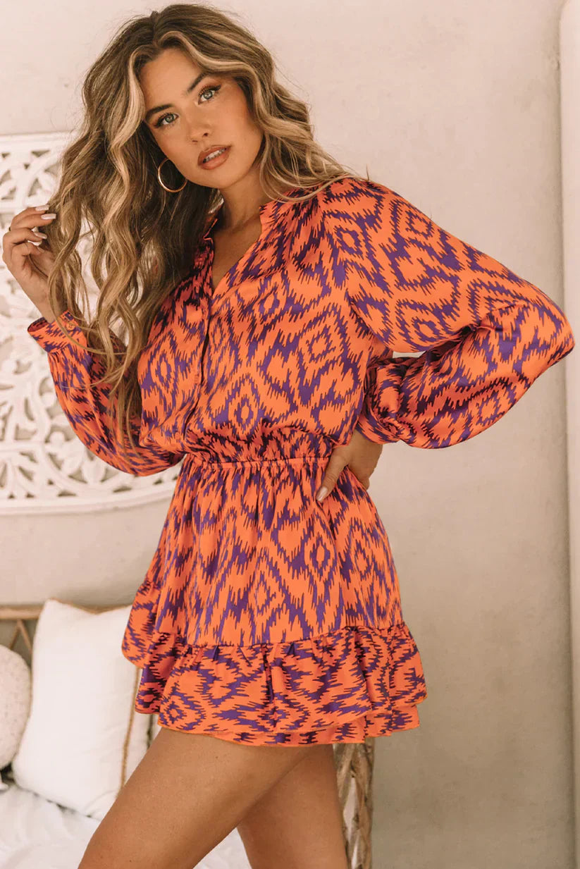Geometric Print Mini Dress for Stylish Summer Outings