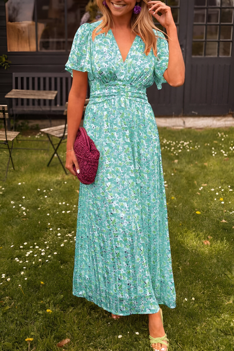 Anja V-Neck Maxi Dress with Flattering Silhouette