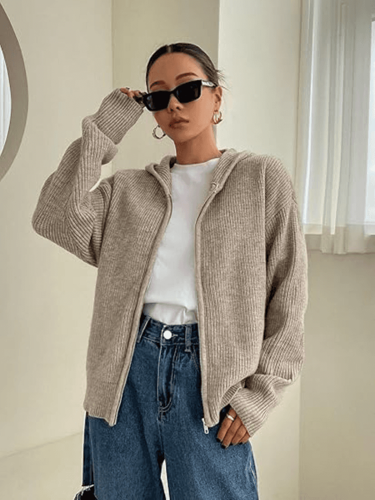 Cozy Knit Cardigan Hoodie for Fall Weather