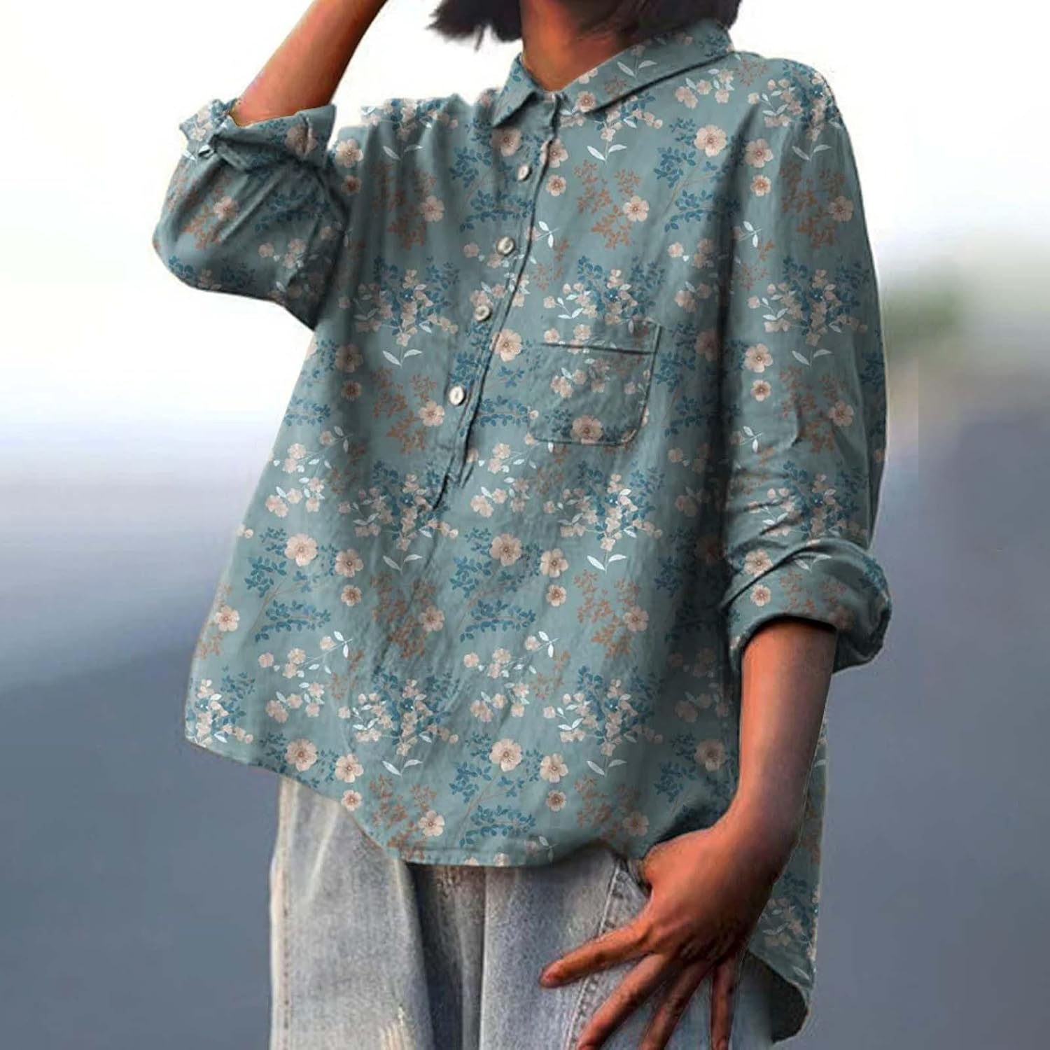 Floral Print Blouse with Elegant Design and Comfortable Fit