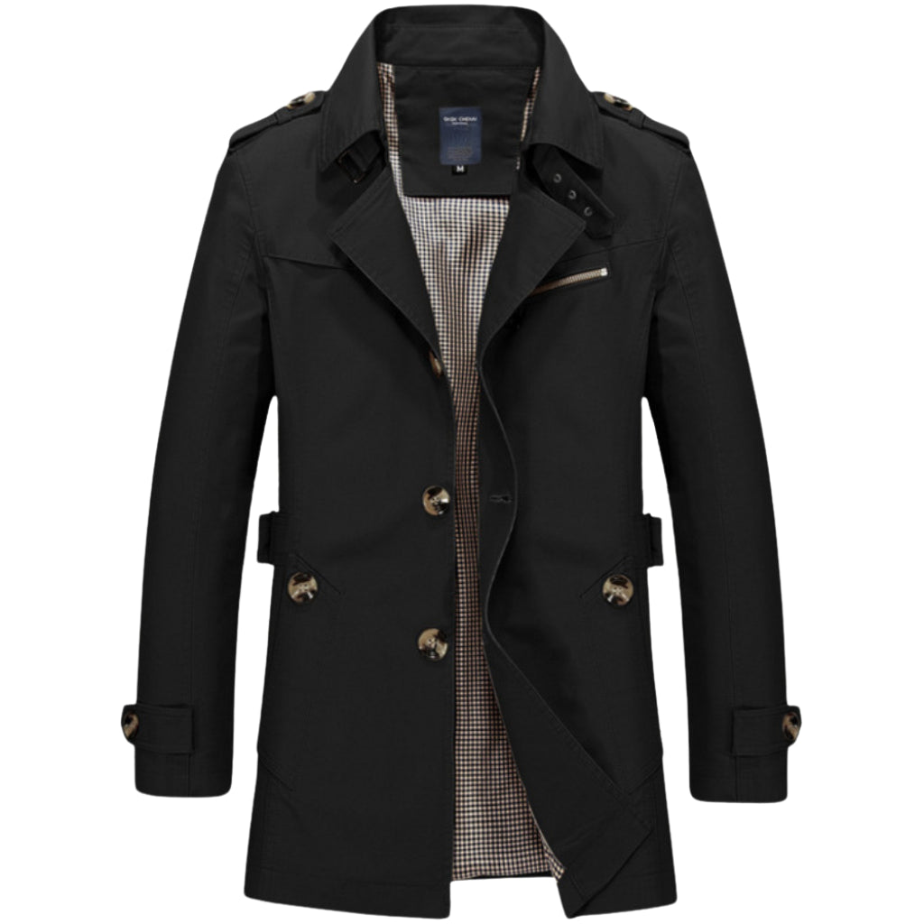 Men's Waterproof Trench Coat with Zip Pockets