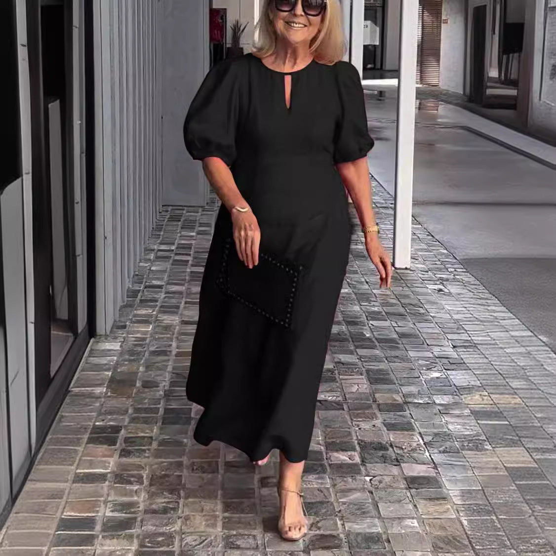 Puff Sleeve Valentina Midi Dress for Effortless Elegance