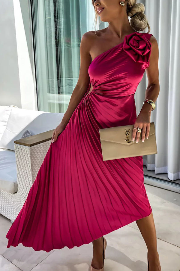 Elegant Pleated Shoulder Dress for Women