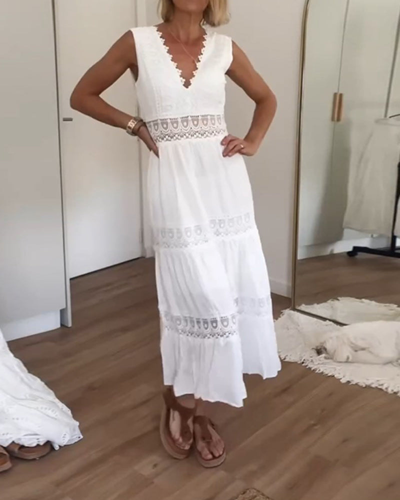 Elegant Lace V-Neck Dress – Stylish & Feminine Design