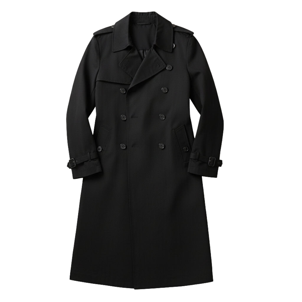 Men's Long Waterproof Trench Coat - Double-Breasted