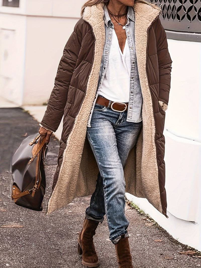 Hooded Long Padded Jacket for Enhanced Warmth and Comfort