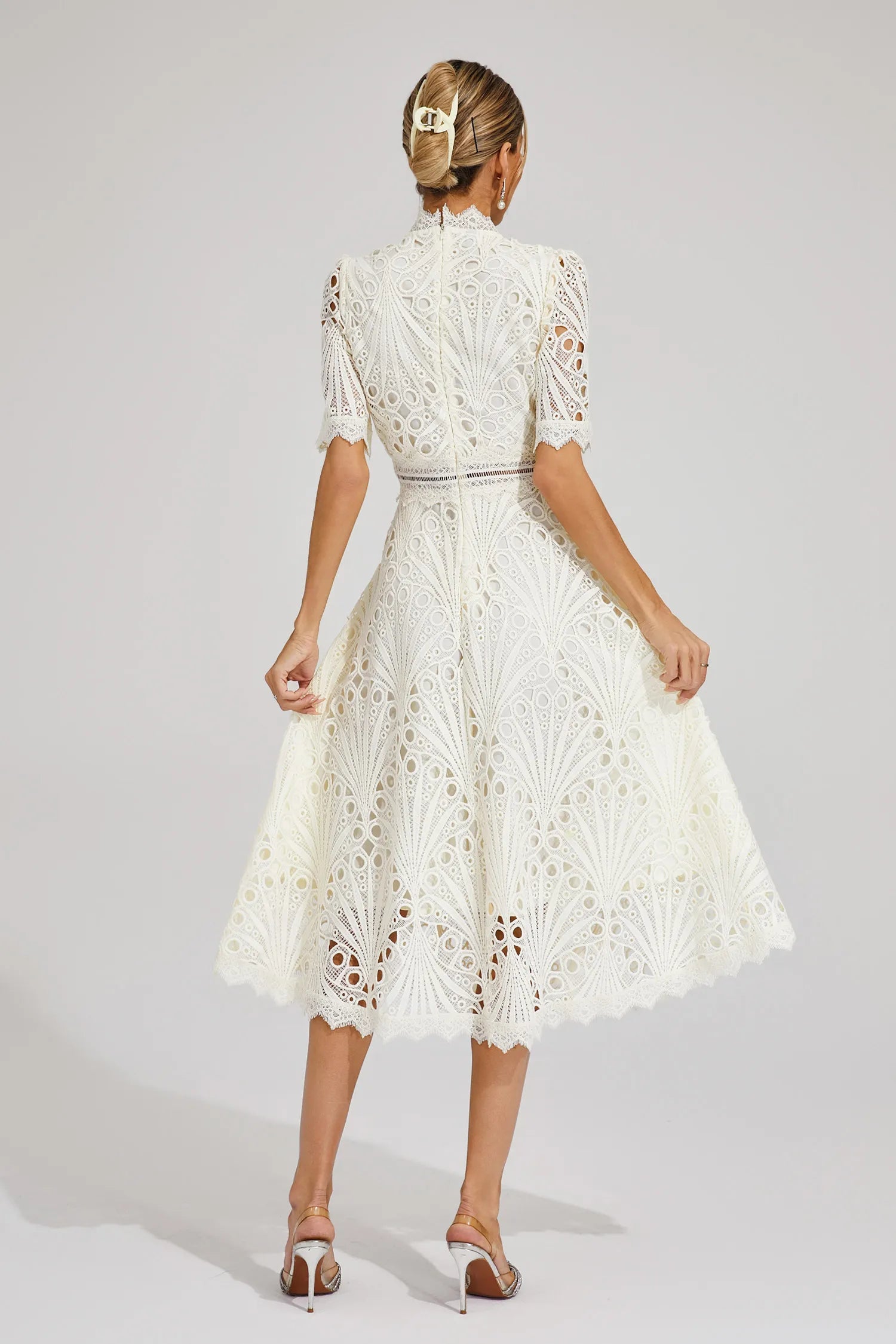 Elegant Lace Midi Dress for Women – Classic Stylish Design