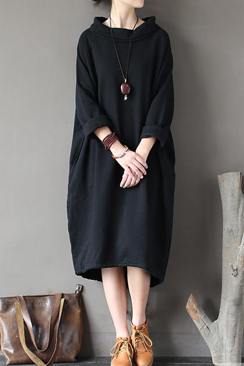 Cozy Knit Long Sweater Dress with Pockets and Adjustable Belt