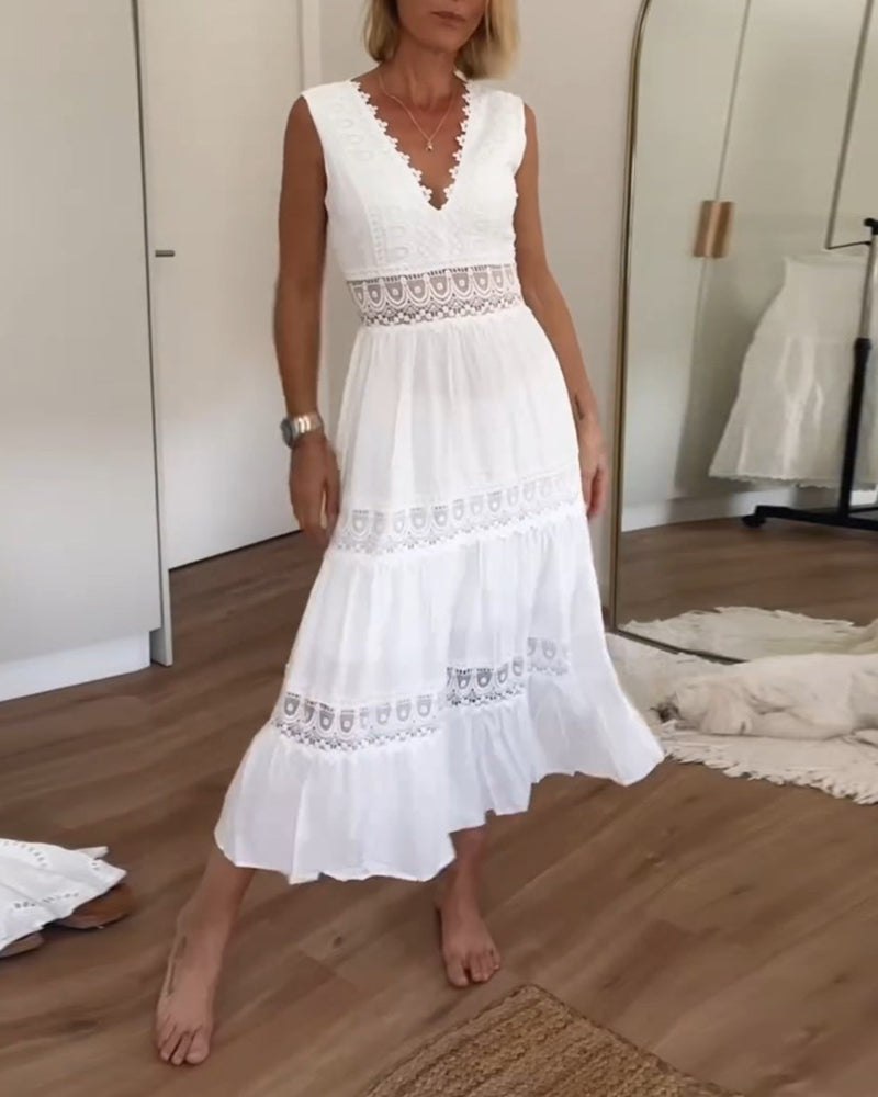 Elegant Lace V-Neck Dress – Stylish & Feminine Design