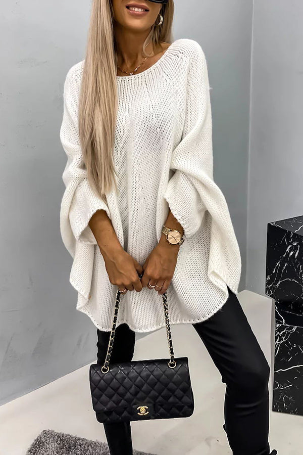 Ribbed Knit Poncho Top for Comfortable Layering