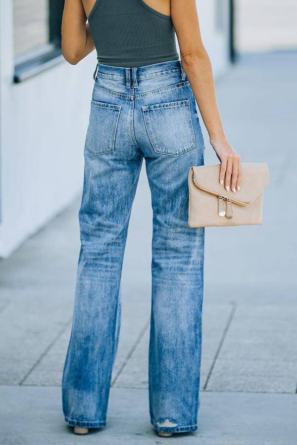 Distressed Straight Leg Jeans for a Casual, Stylish Look