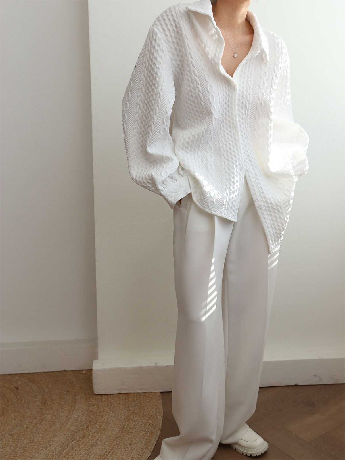 Embroidered Oversized Mesh Blouse for Stylish Comfort
